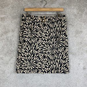 Talbots Skirt Womens 8 Black Beige Cotton Blend Pencil Belted Pockets- 7546